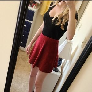 Forever 21 Red/Maroon Corduroy Skater Skirt